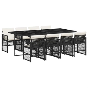 Afuera Living 9 Piece Poly Rattan Garden Dining Set in Black/Cream White