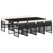 Afuera Living 9 Piece Poly Rattan Garden Dining Set in Black/Cream White