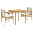 Afuera Living Contemporary 3 Piece Steel Garden Dining Set in Beige