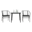 Afuera Living 3 Piece Poly Rattan Garden Dining Set in Black/Dark Gray
