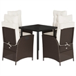 Afuera Living 5 Piece Poly Rattan Garden Dining Set in Black/Cream White