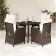Afuera Living 5 Piece Poly Rattan Garden Dining Set in Black/Cream White