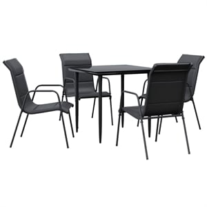 Afuera Living 5 Piece Steel Garden Dining Set in Black/Anthracite