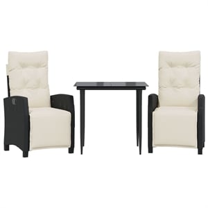 Afuera Living Poly Rattan Garden Dining Set in Black/Cream White