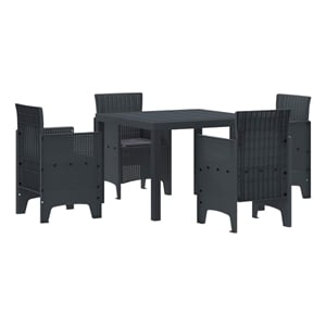 Afuera Living 5 Piece Poly Rattan Garden Dining Set in Anthracite