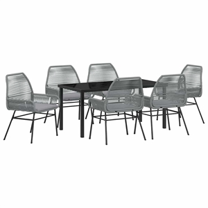 Afuera Living 7 Piece Poly Rattan Garden Dining Set with Cushions in Black