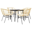 Afuera Living 5 Piece Poly Rattan Garden Dining Set in Black/Cream White