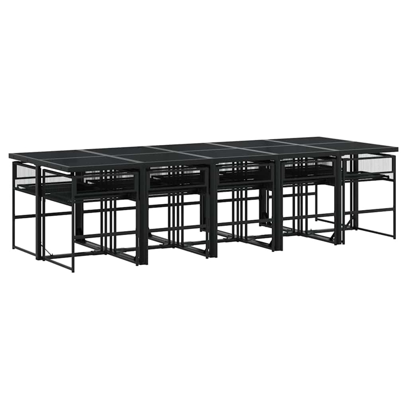 Afuera Living Contemporary 11 Piece Rattan Garden Dining Set in Black