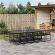 Afuera Living Contemporary 11 Piece Rattan Garden Dining Set in Black
