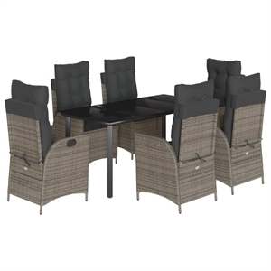 Afuera Living Contemporary Rattan Garden Dining Set in Black/Dark Gray