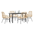 Afuera Living 5 Piece Rattan Garden Dining Set in Black/Cream White