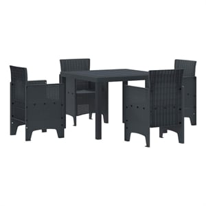 Afuera Living 5 Piece Poly Rattan Garden Dining Set in Anthracite
