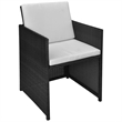 Afuera Living Contemporary Rattan Garden Dining Set in Black/Cream White