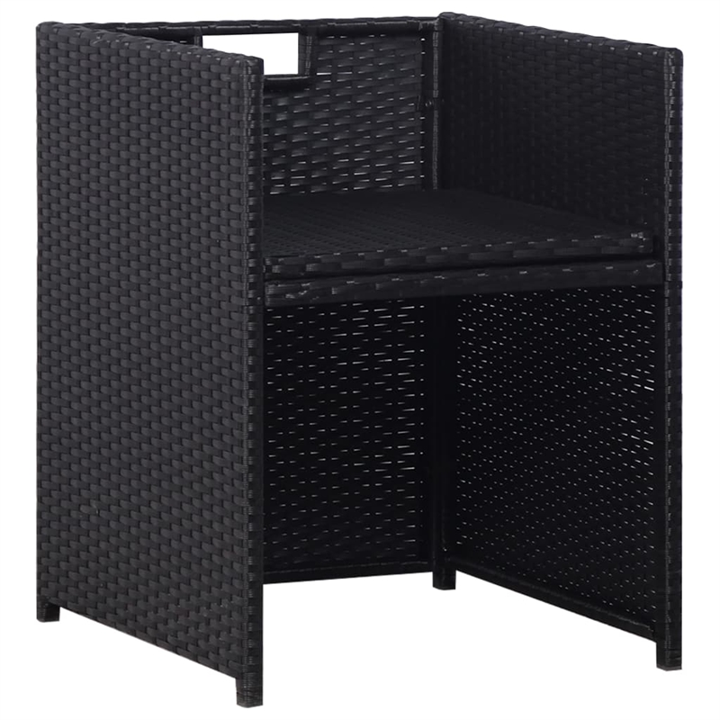 Afuera Living Contemporary Rattan Garden Dining Set in Black/Cream White