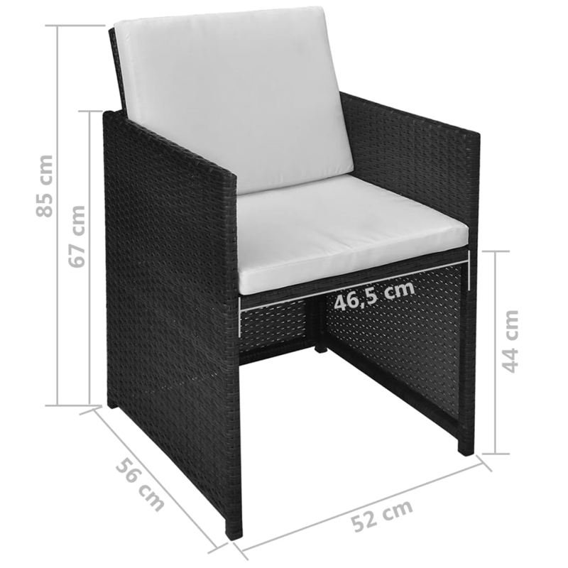 Afuera Living Contemporary Rattan Garden Dining Set in Black/Cream White