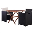 Afuera Living Contemporary Rattan Garden Dining Set in Black/Cream White
