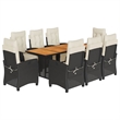 Afuera Living 9 Piece Poly Rattan Garden Dining Set in Black/Cream White