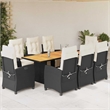 Afuera Living 9 Piece Poly Rattan Garden Dining Set in Black/Cream White