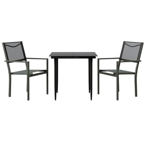 Afuera Living Contemporary 3 Piece Steel Garden Dining Set in Black