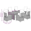 Afuera Living Contemporary 7 Piece Poly Rattan Garden Dining Set in Gray