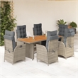 Afuera Living Contemporary 7 Piece Poly Rattan Garden Dining Set in Gray