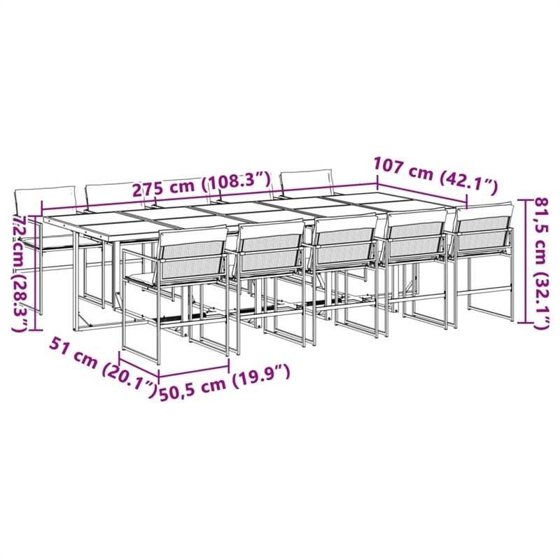 Afuera Living Contemporary Steel Garden Dining Set in Anthracite