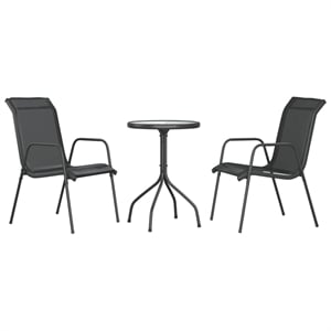 Afuera Living 3 Piece Steel Garden Dining Set in Black/Anthracite