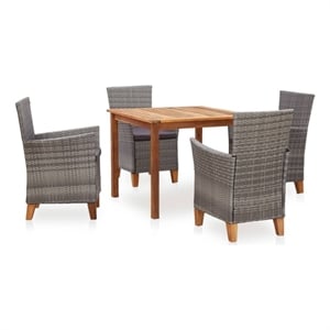 Afuera Living Contemporary 5 Piece Rattan Garden Dining Set in Gray