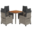 Afuera Living Contemporary 5 Piece Poly Rattan Garden Dining Set in Gray
