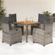 Afuera Living Contemporary 5 Piece Poly Rattan Garden Dining Set in Gray