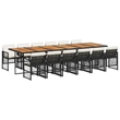 Afuera Living 13 Piece Rattan Garden Dining Set in Black/Cream White