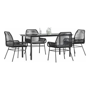 Afuera Living 5 Piece Poly Rattan Garden Dining Set in Black/Dark Gray