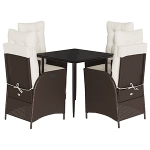 Afuera Living 5 Piece Poly Rattan Garden Dining Set in Brown/Cream