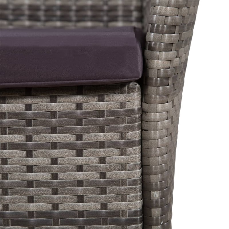 Afuera Living Contemporary 9 Piece Rattan Garden Dining Set in Dark Gray
