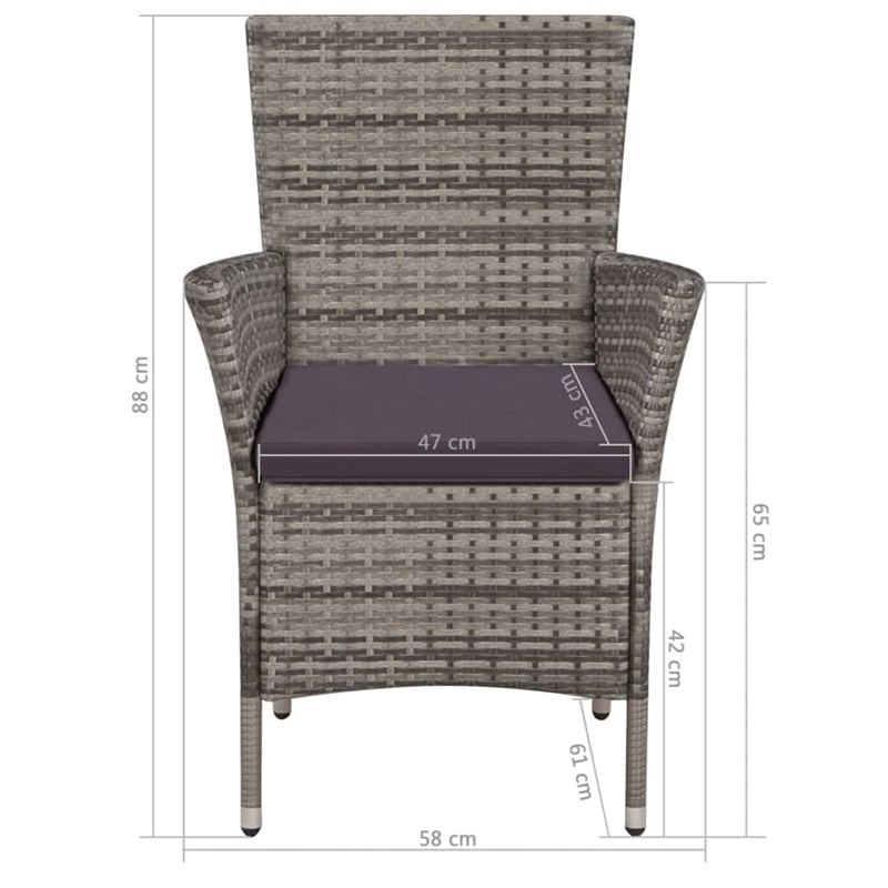 Afuera Living Contemporary 9 Piece Rattan Garden Dining Set in Dark Gray