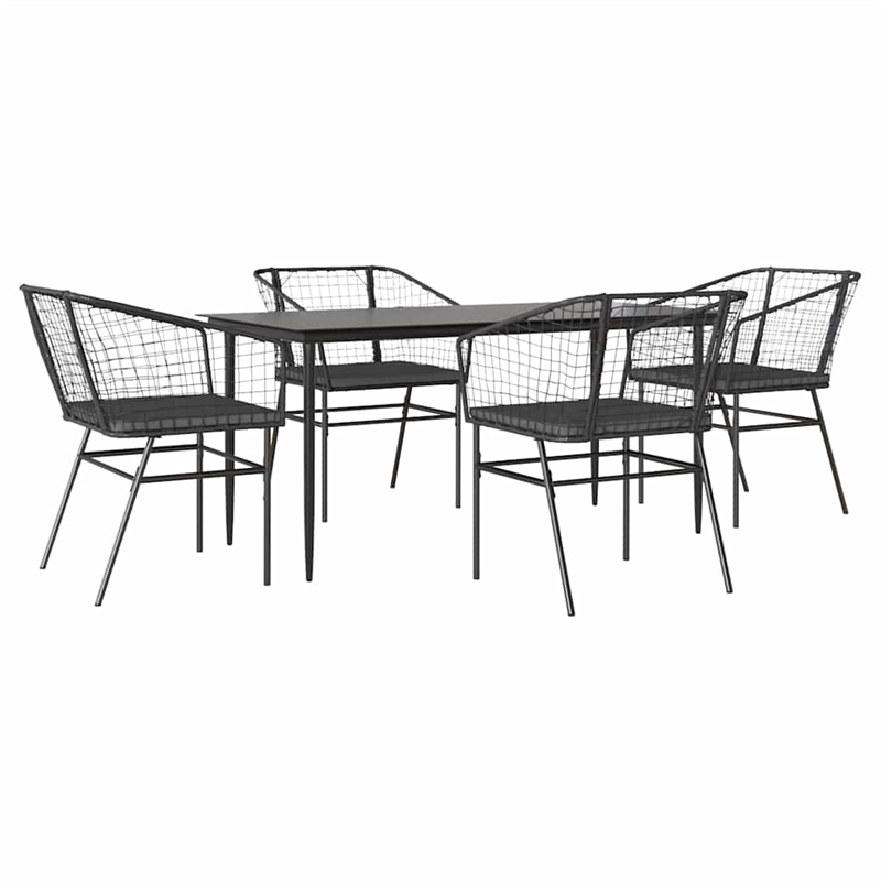 Afuera Living 5 Piece Poly Rattan Garden Dining Set in Black/Dark Gray
