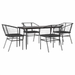 Afuera Living 5 Piece Poly Rattan Garden Dining Set in Black/Dark Gray