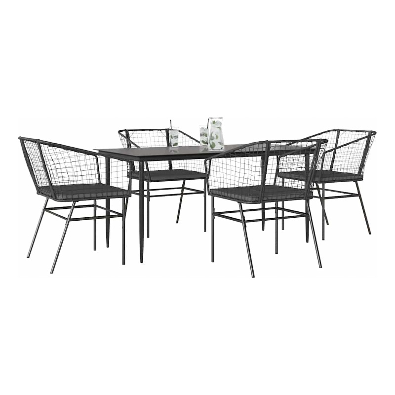 Afuera Living 5 Piece Poly Rattan Garden Dining Set in Black/Dark Gray