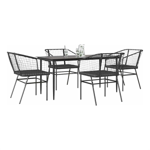 Afuera Living 5 Piece Poly Rattan Garden Dining Set in Black/Dark Gray