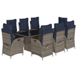 Afuera Living Contemporary 9 Piece Poly Rattan Garden Dining Set in Gray