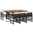 Afuera Living 7 Piece Poly Rattan Garden Dining Set in Black/Cream White