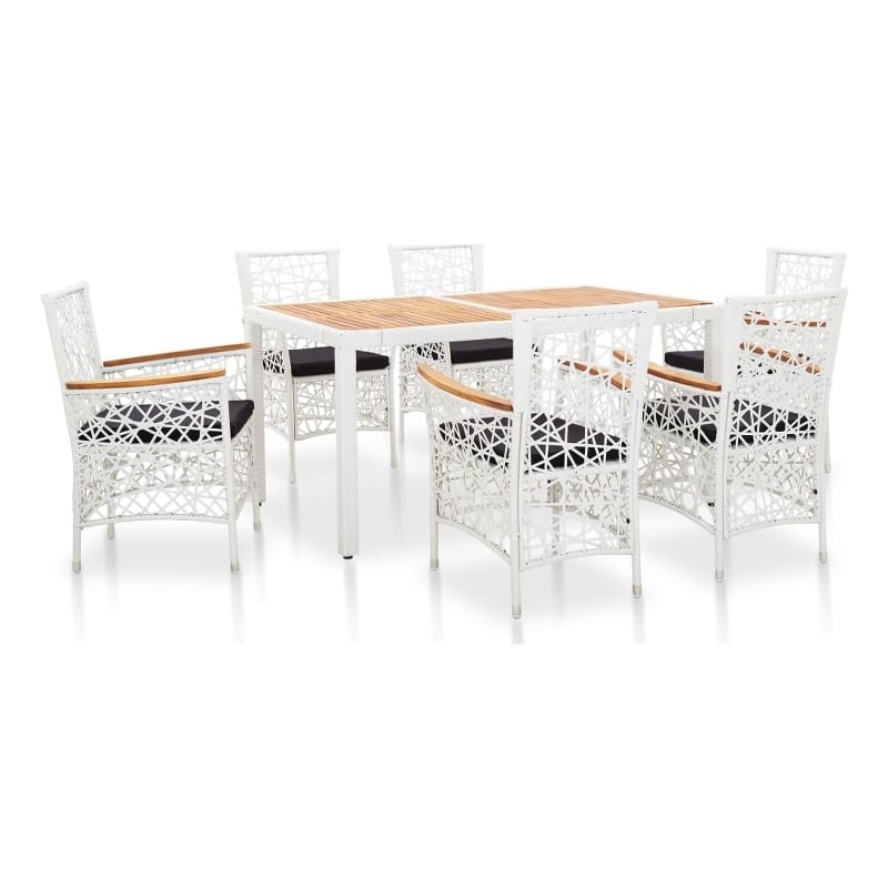 Afuera Living Contemporary 7 Piece Rattan Garden Dining Set in Black