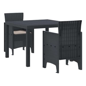 Afuera Living Contemporary Poly Rattan Garden Dining Set in Anthracite