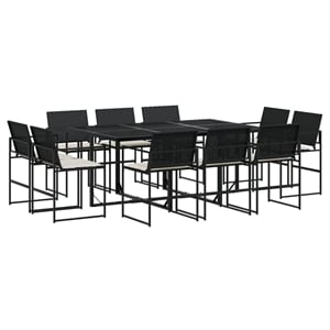 Afuera Living 11 Piece Poly Rattan Garden Dining Set in Black/Cream White