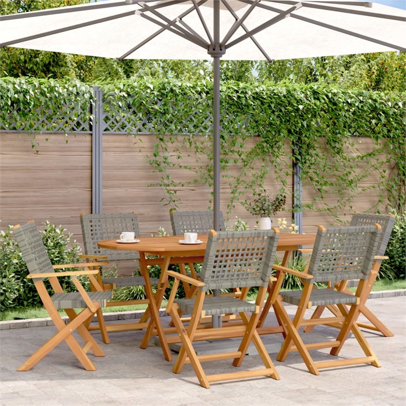 Afuera Living Contemporary Poly Rattan Garden Dining Set in Gray