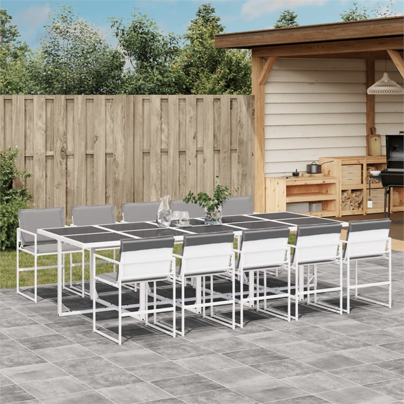 Afuera Living Contemporary 11 Piece Garden Dining Set in White