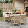 Afuera Living 5 Piece Poly Rattan Garden Dining Set in Beige/Cream White