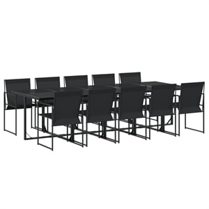 Afuera Living Contemporary 11 Piece Steel Garden Dining Set in Black