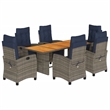 Afuera Living Contemporary 7 Piece Poly Rattan Garden Dining Set in Gray