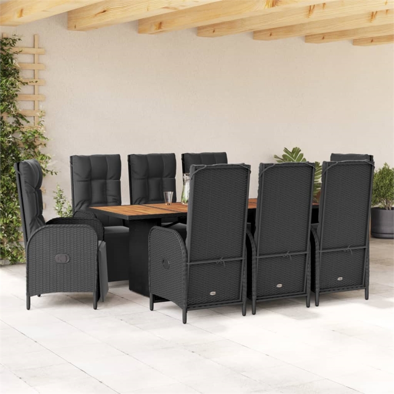 Afuera Living 9 Piece Poly Rattan Garden Dining Set in Black